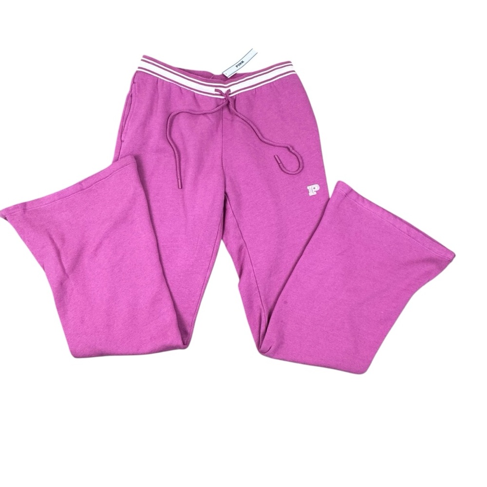 NWT PINK Victoria's Secret Ivy Fleece Flare Split Hem Classic Fit Sweatpants S